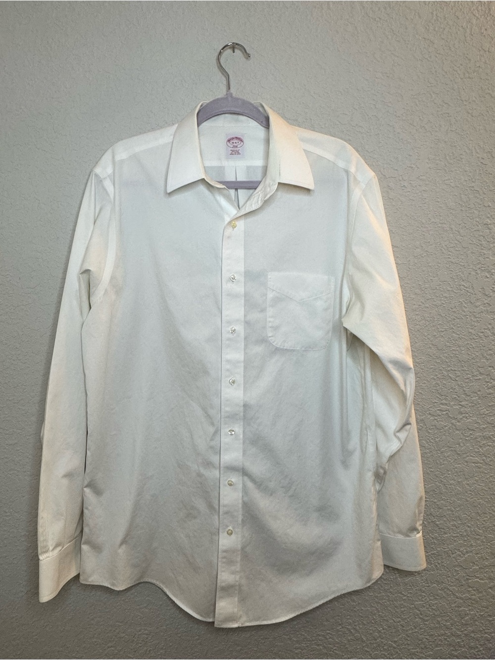 Brooks Brothers White Men's Dress Shirt - Button-Down w/ Pocket